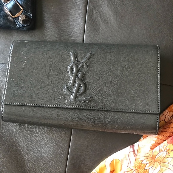 ysl grey clutch